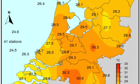 Figuur 8: gemiddelde temperatuur op 27 juli 2018