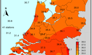 Figuur 6: Maximumtemperatuur, 27 juli 2018